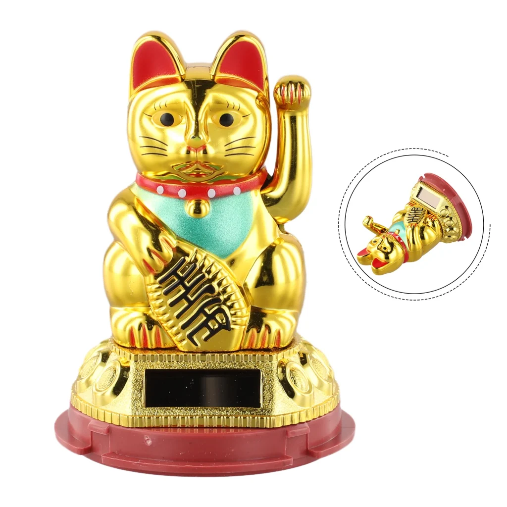Figurine de chats porte-bonheur en or classique, bras mobile, richesse chinoise, Fortune Feng Shui, décoration artisanale pour la maison et l&rsquo;hôtel