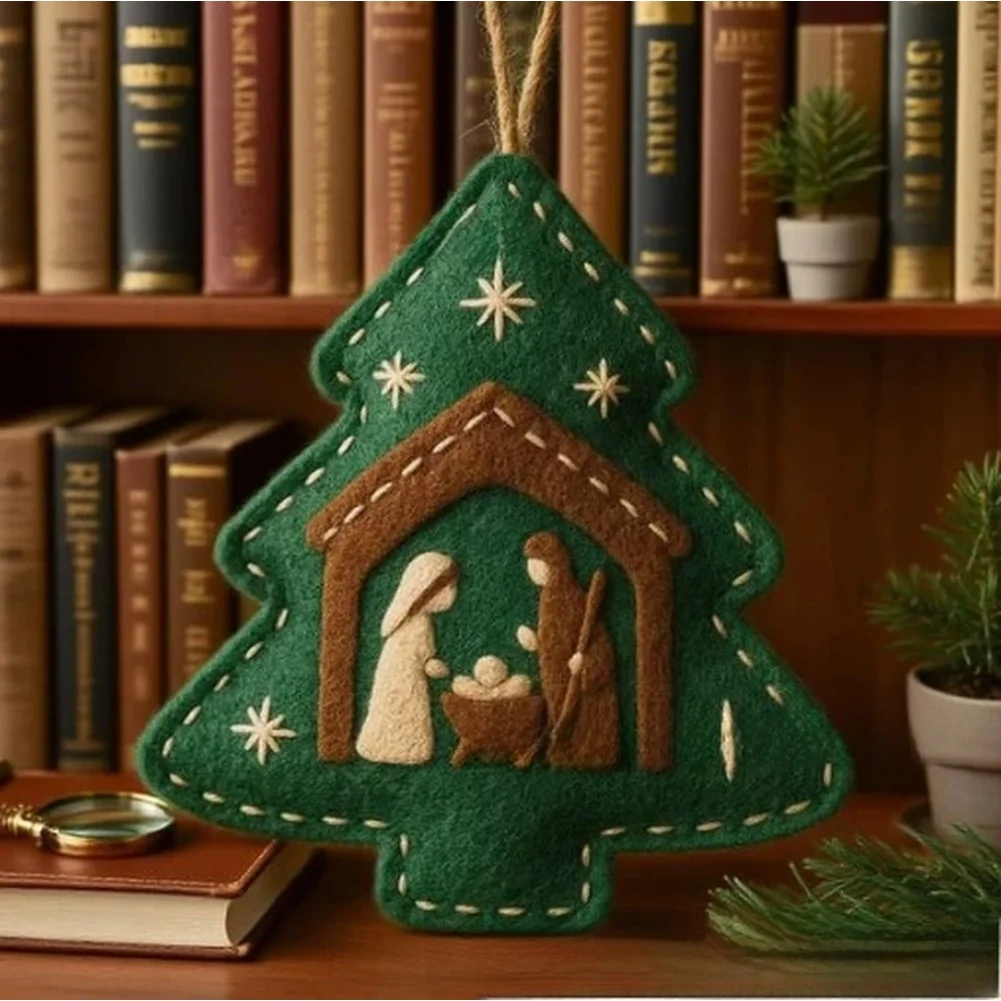 ornements en feutre faits à la main avec scène de nativité dans un style d'art moderne pour la décoration d'arbre de noël et une atmosphère festive de la maison ornements en feutre faits à la main avec scène de nativité dans un style d'art moderne pour la décoration d'arbre de noël et une atmosphère festive de la maison