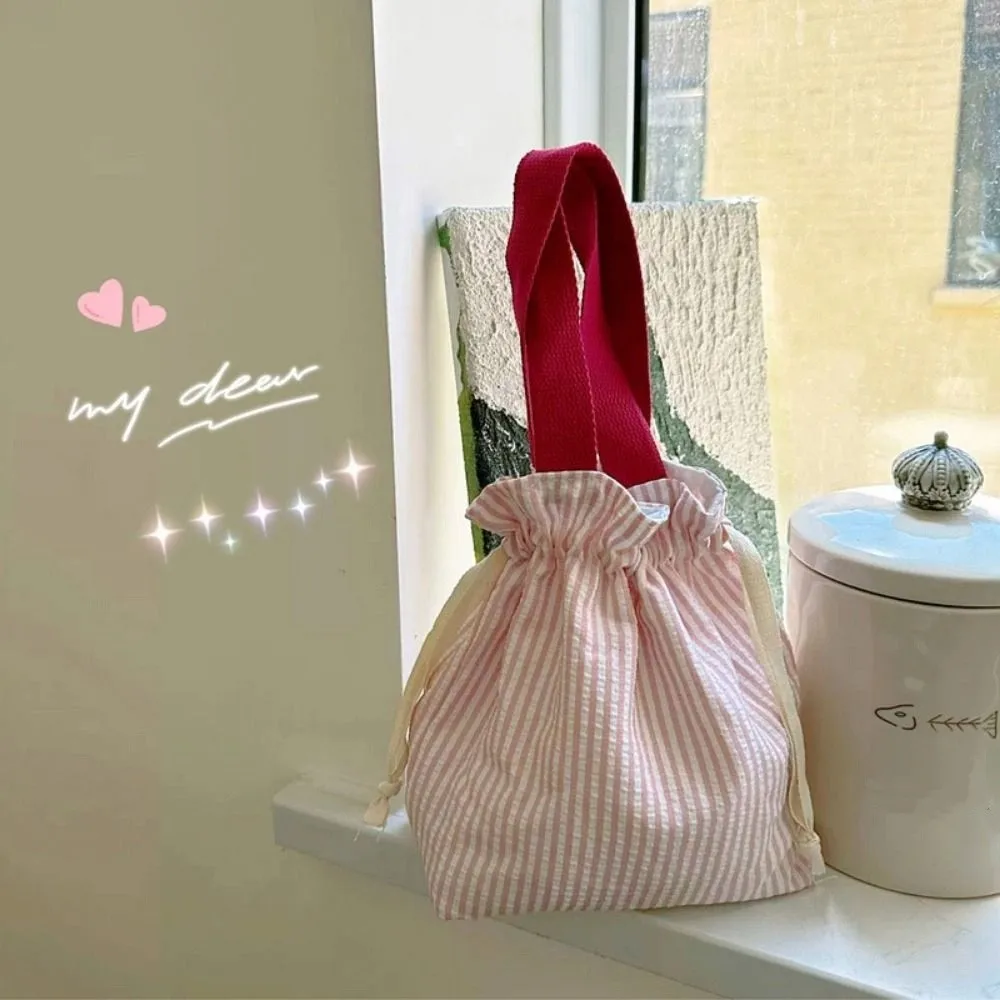 sac de rangement à cordon de serrage à poignée supérieure, pochette de rangement portable et réutilisable pour cosmétiques, rayures, porte monnaie pratique, petits articles sac de rangement à cordon de serrage à poignée supérieure, pochette de rangement portable et réutilisable pour cosmétiques, rayures, porte monnaie pratique, petits articles