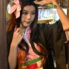 costume de cosplay anime kamado nezuko, tueur de démons kimetsu no yaiba, kimono haori, perruque sabots, costume pour enfants et adultes