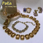 Ensemble de bijoux Caramel marron de haute qualité, marque de luxe, pendentif exquis en cristal, collier, Bracelet, cadeau de fête pour femmes, nouvelle collection