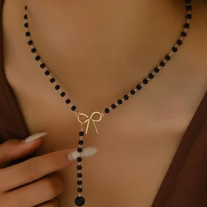 Collier à pampilles en perles noires et blanches pour femmes, ras du cou, cadeau pour ami, vente en gros, livraison directe, nouveau