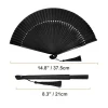 Éventail à main pliant bois danse bambou os ventilateur soie antique pliant ventilateur dame chinois fans cadeau mariage tenu ventilateurs noir pliant ventilateur
