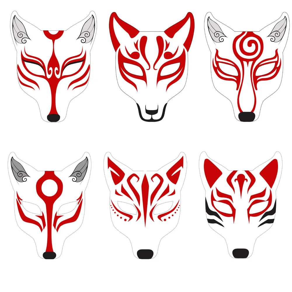 3/5/10 pièces masque japonais demi visage peint à la main chat renard masque scènes d'anime cosplay mascarade célébration festival cosplay accessoire 3/5/10 pièces masque japonais demi visage peint à la main chat renard masque scènes d'anime cosplay mascarade célébration festival cosplay accessoire