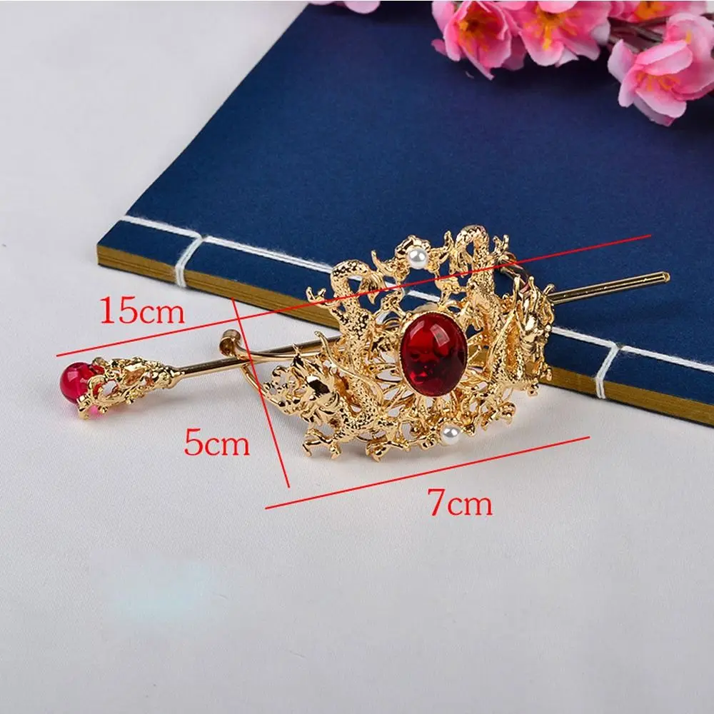 couvre chef en alliage de perles de tempérament rétro, bâton de cheveux de dragon, couronne de cheveux de style chinois, ornement hanfu, accessoires pour cheveux, diadème pour femmes couvre chef en alliage de perles de tempérament rétro, bâton de cheveux de dragon, couronne de cheveux de style chinois, ornement hanfu, accessoires pour cheveux, diadème pour femmes