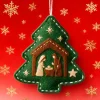 ornements en feutre faits à la main avec scène de nativité dans un style d'art moderne pour la décoration d'arbre de noël et une atmosphère festive de la maison