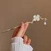 Épingles à cheveux à fleurs en alliage rétro, fourchettes à cheveux à pampilles de style chinois romantique, accessoires pour cheveux hanfu élégants adaptés à un usage quotidien