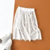 demi jupe taille haute en dentelle pour femmes, jupon, sous robe, basique, été