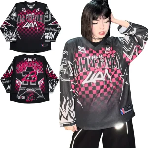 Harajuku Hip Hop Maillot De Baseball Décontracté Haut Décontracté Surdimensionné Y2k mар yaoлин Maillot Manches Longues Streetwear Rock T-shirt Harajuku Hip Hop Maillot De Baseball Décontracté Haut Décontracté Surdimensionné Y2k mар yaoлин Maillot Manches Longues Streetwear Rock T-shirt