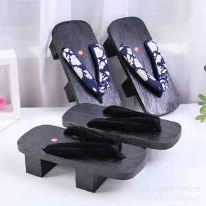 Sabots Geta traditionnels japonais en bois pour hommes et femmes, tongs Cosplay Demon Slayer, sandales d&rsquo;été pour l&rsquo;extérieur