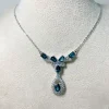 zecaa topaze bijoux fins topaze collier pendentif avec naturel topaze bleue de londres pierre précieuse 5*7mm opaze collier pendentif bijoux