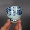 tasses en porcelaine antiques pour femme et homme de la dynastie qing, bel service à thé, service à thé bleu et blanc, bol à thé pour cérémonie du thé