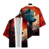 dessin animé loup kimono streetwear hommes femmes japonais cardigan harajuku anime vêtements robes