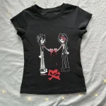 Été Emo filles Y2k style vêtements Harajuku imprimer grunge hauts courts femmes 90s T-shirts mode Goth bébé T-shirts hauts courts 2000s Été Emo filles Y2k style vêtements Harajuku imprimer grunge hauts courts femmes 90s T-shirts mode Goth bébé T-shirts hauts courts 2000s