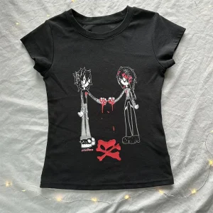 Été Emo filles Y2k style vêtements Harajuku imprimer grunge hauts courts femmes 90s T-shirts mode Goth bébé T-shirts hauts courts 2000s Été Emo filles Y2k style vêtements Harajuku imprimer grunge hauts courts femmes 90s T-shirts mode Goth bébé T-shirts hauts courts 2000s