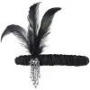 accessoires pour cheveux noirs pour femmes, bandeau perlé rétro gatsby des années 1920, couvre chef de fête unique pour dames, bandeau en plumes