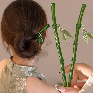 Bâton de cheveux en résine verte de Style chinois Antique pour femmes, baguettes en acrylique Vintage, épingle à cheveux, accessoires pour cheveux Bâton de cheveux en résine verte de Style chinois Antique pour femmes, baguettes en acrylique Vintage, épingle à cheveux, accessoires pour cheveux