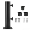 kit de base de parasol d'extérieur, support métallique résistant aux intempéries pour parasol stable, support de parasol de jardin avec bouchons réglables