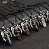 collier animal dragon homme, pierre précieuse naturelle, quartz rose de guérison, pendentif en cristal hexagonal, bijoux vintage, cadeau pour femmes, 2025