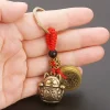porte clés de voiture chat porte bonheur vintage pur fait à la main, porte bonheur cinq empereurs, pièces de monnaie feng shui, porte clés porte bonheur solide, 1 pièce