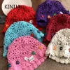 korean handmake bucket hat flower decoration knitted hollow basin hat women's summer thin breathable sunshade sun cap gorras