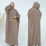 Abayas à pompons pour femmes musulmanes, vêtements de prière du Ramadan, Jalaba à capuche, manches chauve-souris décontractées solides, robe arabe financièrement, Djellab Eid