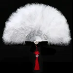 Éventail de breven Plumes Épaisses, Accessoire Pliable en Peluche, Style Prairie, pour Performance sur Scène, Cheongsam Éventail de breven Plumes Épaisses, Accessoire Pliable en Peluche, Style Prairie, pour Performance sur Scène, Cheongsam