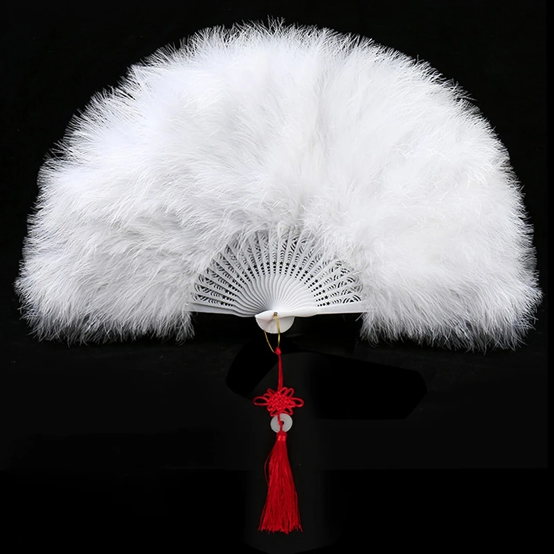 Éventail de breven Plumes Épaisses, Accessoire Pliable en Peluche, Style Prairie, pour Performance sur Scène, Cheongsam Éventail de breven Plumes Épaisses, Accessoire Pliable en Peluche, Style Prairie, pour Performance sur Scène, Cheongsam