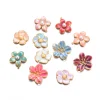 pendentif fleur de sakura en émail pour femme, aucun camélia, acier inoxydable, colliers de la présidence, bijoux en vrac exécutifs, breloque, lot de 6 pièces