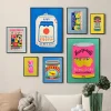 peinture murale japonaise en forme de fleur de jus de citron rose, sardine et tomate en conserve, affiche nordique et images imprimées, décor de salon
