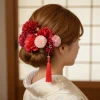 bijoux style japonais fleur fourchettes à cheveux fleur à la main japonais kimono pinces à cheveux tissu vintage glands bâton de cheveux filles