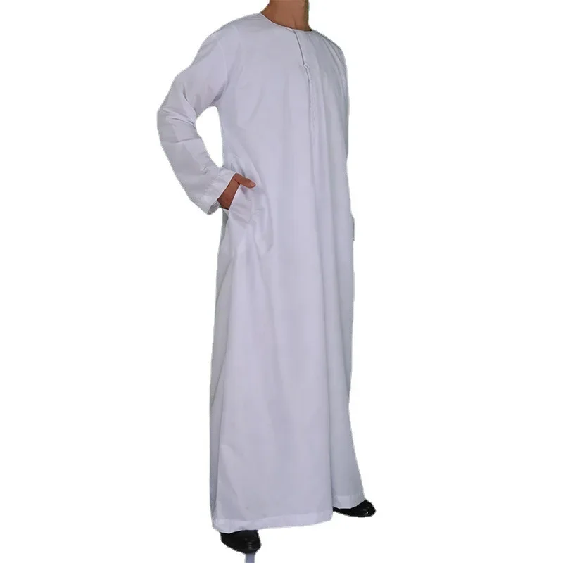 robe abaya musulmane décontractée pour hommes, col rond du moyen orient, écharpe de sauna blanche, bande de sauna, vêtements islamiques, nouveau, 2024 robe abaya musulmane décontractée pour hommes, col rond du moyen orient, écharpe de sauna blanche, bande de sauna, vêtements islamiques, nouveau, 2024