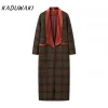 KADUWAKI col en velours Plaid laine manteau laine Patchwork Trench pardessus rétro Tube droit contraste couleurs mélanges vêtements d’extérieur automne KADUWAKI col en velours Plaid laine manteau laine Patchwork Trench pardessus rétro Tube droit contraste couleurs mélanges vêtements d’extérieur automne