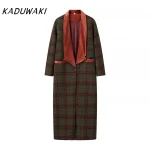 KADUWAKI col en velours Plaid laine manteau laine Patchwork Trench pardessus rétro Tube droit contraste couleurs mélanges vêtements d’extérieur automne KADUWAKI col en velours Plaid laine manteau laine Patchwork Trench pardessus rétro Tube droit contraste couleurs mélanges vêtements d’extérieur automne