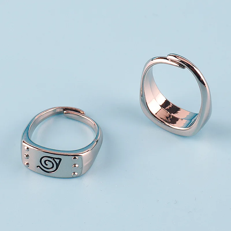 bague en métal, 2 pièces, anime japonais naruto konohagakure, cadeau bague en métal, 2 pièces, anime japonais naruto konohagakure, cadeau