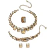 ensemble de bijoux carrés en cristal, breloque européenne et américaine, géométrie exquise, strass, chaîne de clavicule, collier, bracelet, bijoux