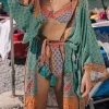 ayualin kimono à imprimé floral rose pour femme, robe longue, cardigan en coton rayonne, blouse de plage boho et chemise d'Été, 2024