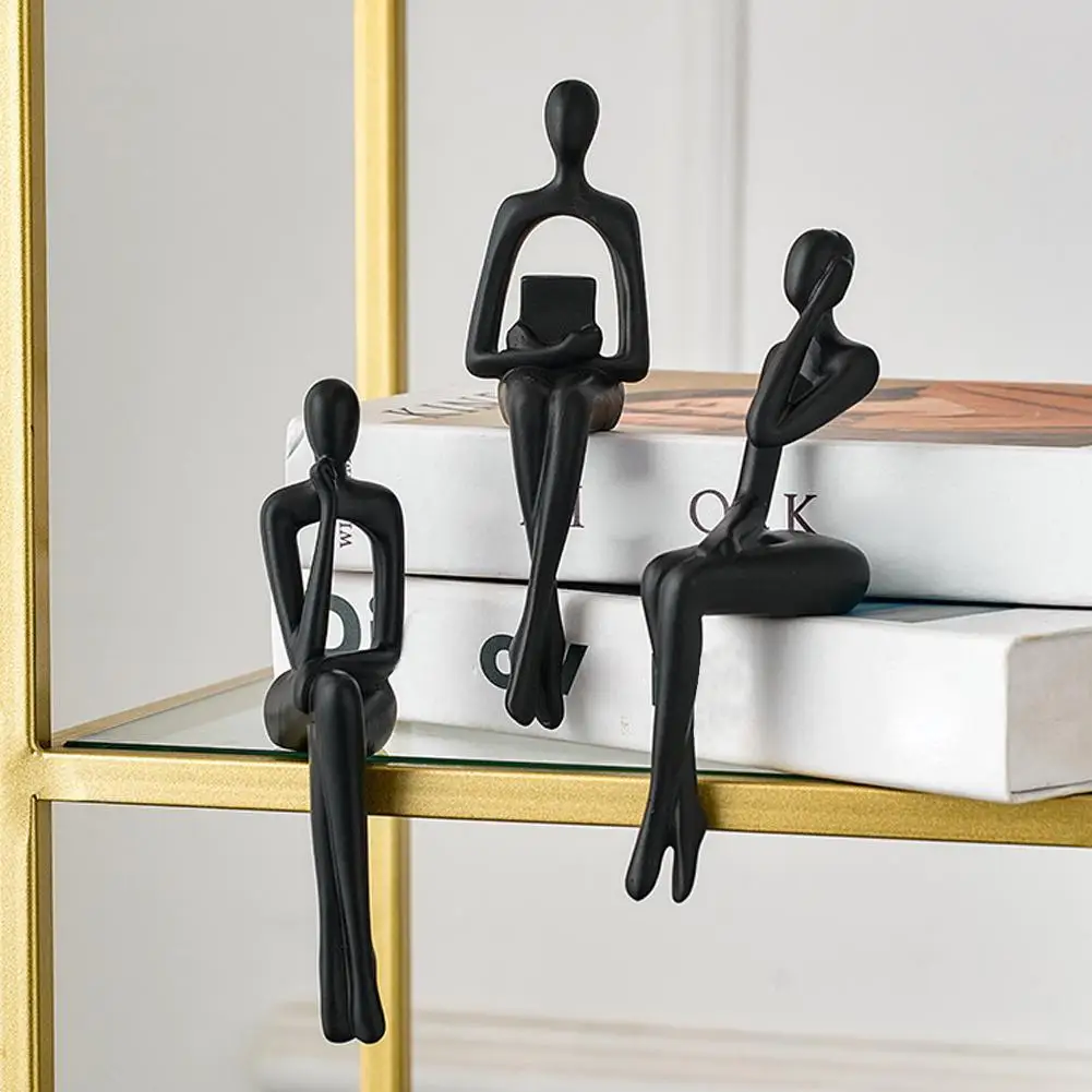 Ornements de personnages de bureau abstraits, Sculpture de penseur abstrait en résine de haute qualité, décor moderne de Style nordique pour la maison et le bureau Ornements de personnages de bureau abstraits, Sculpture de penseur abstrait en résine de haute qualité, décor moderne de Style nordique pour la maison et le bureau