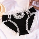 Sous-vêtements japonais en dentelle modal noir et blanc pour femmes, lingerie mignonne en coton, culotte sexy Kawaii