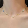 collier en alliage de style coréen, résine douce, collier de perles esthétiques, perles colorées, ras du cou pour fille, bijoux à la mode