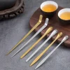 nouveaux bâtons de thé en acier inoxydable, cuillères à thé traditionnelles japonaises en feuilles, cuillère matcha, outil de cérémonie du thé, service à thé