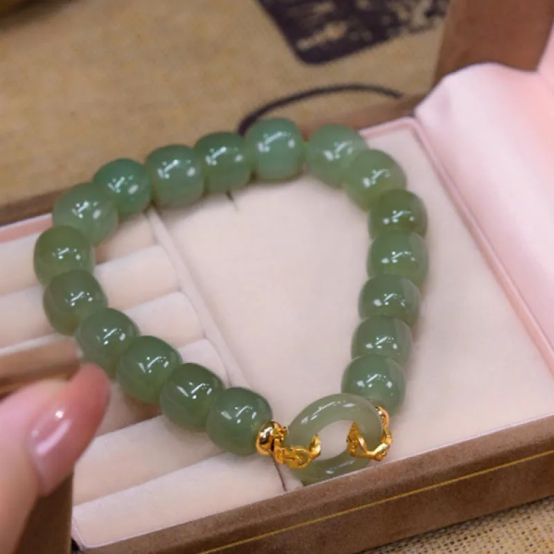 bracelet en jade hetian naturel pour femmes, élégant, rétro, ornements à main, bijoux décontractés, cadeau bohème, vintage, perles, mode bracelet en jade hetian naturel pour femmes, élégant, rétro, ornements à main, bijoux décontractés, cadeau bohème, vintage, perles, mode