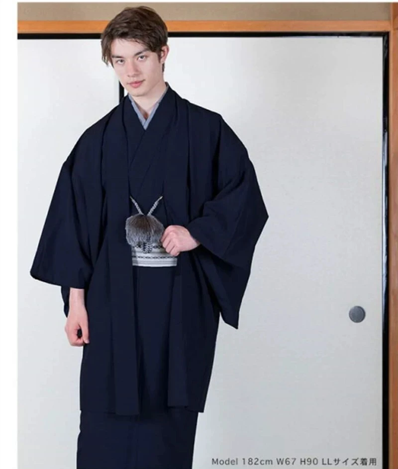 robe formelle traditionnelle japonaise pour hommes, kimono haba tissé, vêtement formel pour hommes avec ceinture en corne, robe longue robe formelle traditionnelle japonaise pour hommes, kimono haba tissé, vêtement formel pour hommes avec ceinture en corne, robe longue
