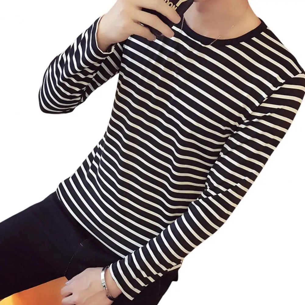pull rayé à manches longues pour hommes, chemise de base décontractée harajuku, maillot de corps en y, noir carillon, blanc pull rayé à manches longues pour hommes, chemise de base décontractée harajuku, maillot de corps en y, noir carillon, blanc