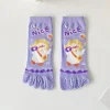 femmes orteil chaussettes avec doigts séparés mignon 5 doigts chaussettes dessin animé coton mi tube cinq doigts chaussettes sport yoga printemps été