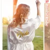 5 18 pièces équipe de mariage mariée robe de demoiselle d'honneur robe de chambre satin kimono peignoir pour les femmes douche nuptiale bachelorette poule fête