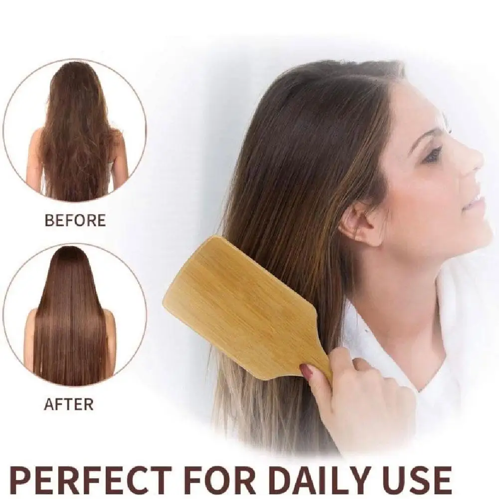 brosse à cheveux en bambou, peigne en bambou en bois naturel, brosse démêlante, peigne à dents larges et à queue pour cheveux épais/fins/bouclés/secs brosse à cheveux en bambou, peigne en bambou en bois naturel, brosse démêlante, peigne à dents larges et à queue pour cheveux épais/fins/bouclés/secs