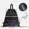 sac en nylon imperméable à fermeture à cordon, matériau en nylon, design portable, sac à cordon, construction légère, deux poches