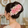Épingle à cheveux élégante à fleurs douces, style thaïlandais, peigne en tissu, couvre chef floral, chignon, pinces à cheveux pour mariée