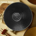 A19F- Bol à soupe Ramen japonais avec cuillère et baguettes assortis, adapté à Udon, Soba, grande taille